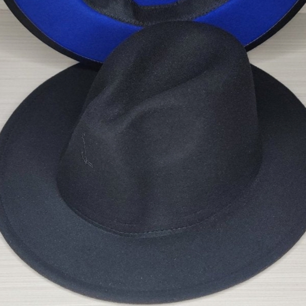 Black Top/Blue Bottom Fedora Style Hat.